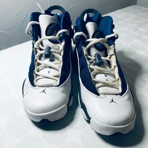 Air Jordan 6 Rings Shoes White Marina Blue 322992-114 Youth 6.5